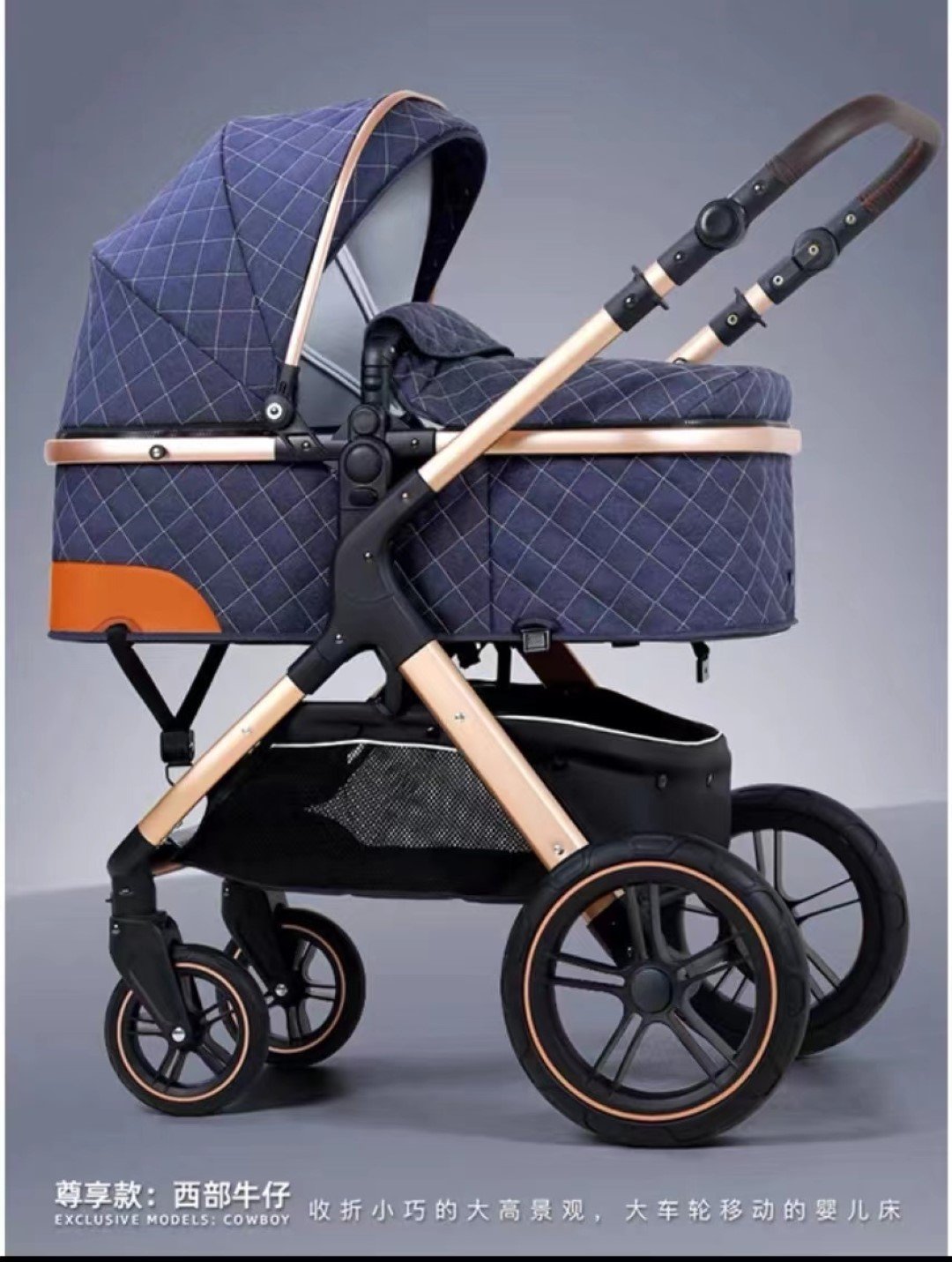 عربة أطفال فاخرة قابلة للطي من بيليكو ٢ في ١ - أزرق