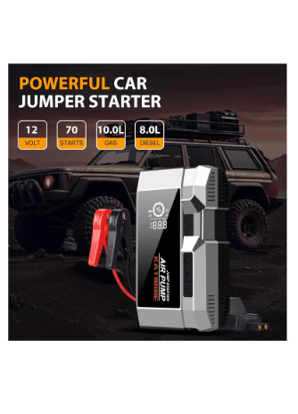 Ultimate Car Jump Starter with Air Compressor – 4000A Peak Power for Fast and Reliable Starts, 160 PSI Air Compressor, Quick Charge 3.0, Large Display, and Multi-Mode Flashlight for Enhanced Safety