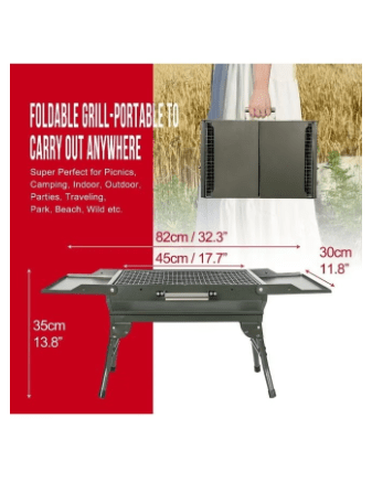 Foldable Camping Barbecue Grill for Family Home Outdoor Heavy Duty Folding Charcoal Barbecue Cooking Grill Picnic Accessories