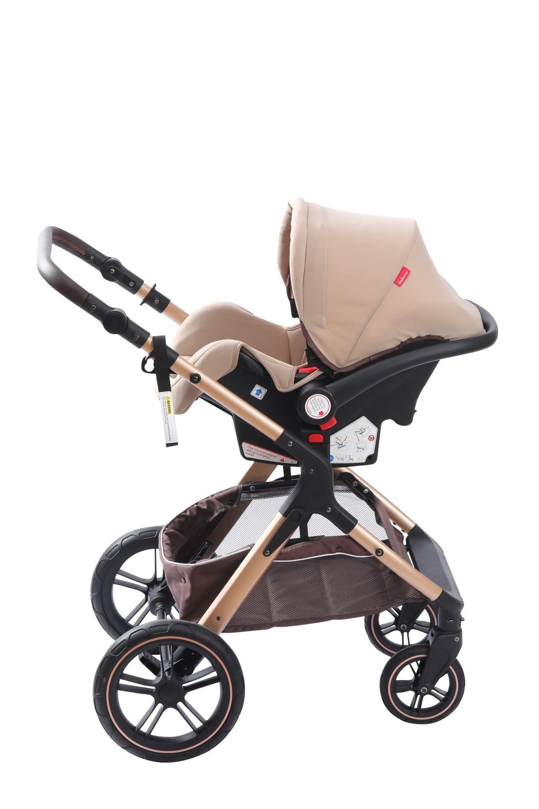 عربة أطفال Belecoo مع مقعد سيارة ونظام سفر 3 في 1، لون كاكي