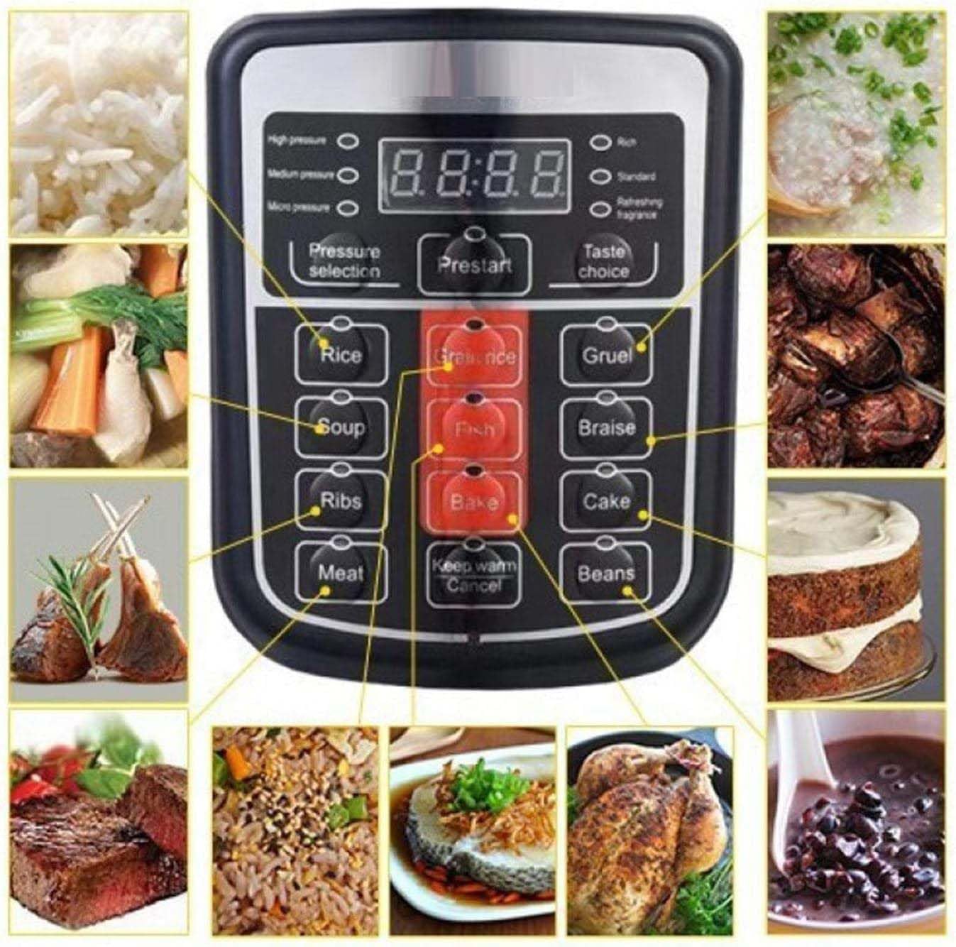 Electric Pressure Cooker, 7 Litre, 10-in-1 Multi-Function, 360° Heating Plate, Stainless Steel