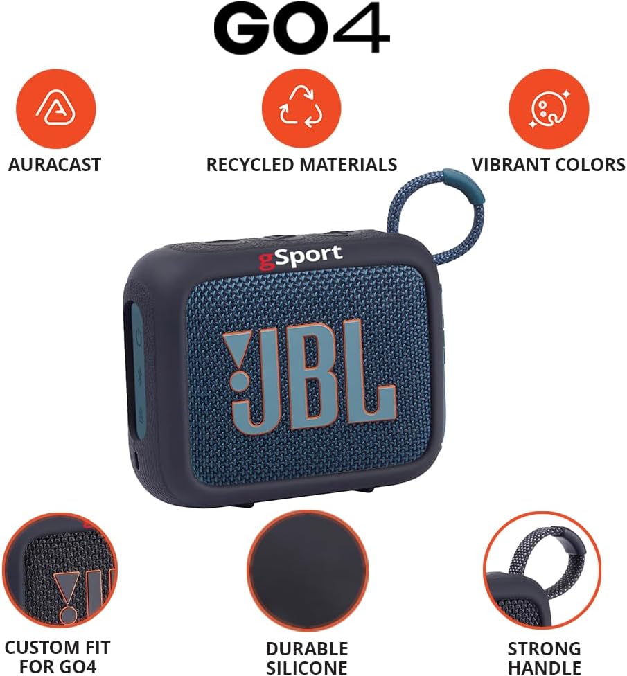 JBL GO 4 Ultra Portable Bluetooth Speaker Bundle with gSport Silicone Sleeve (Blue)