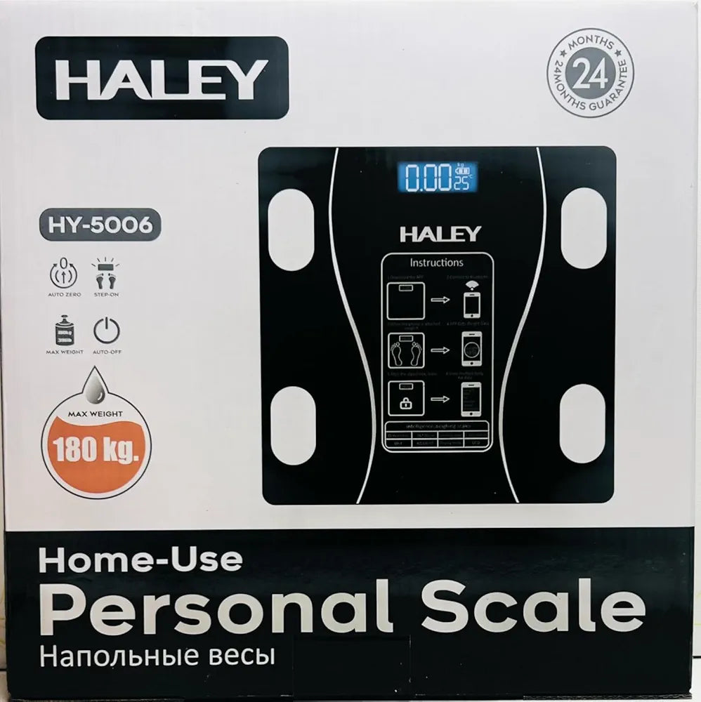 Weight Scale, 180 Kg Human body scale,LED Display,Tempered Glass,Body Fat Scale,Wireless Digital Bathroom Scale,2 Years Warranty.HY-5001 (white)