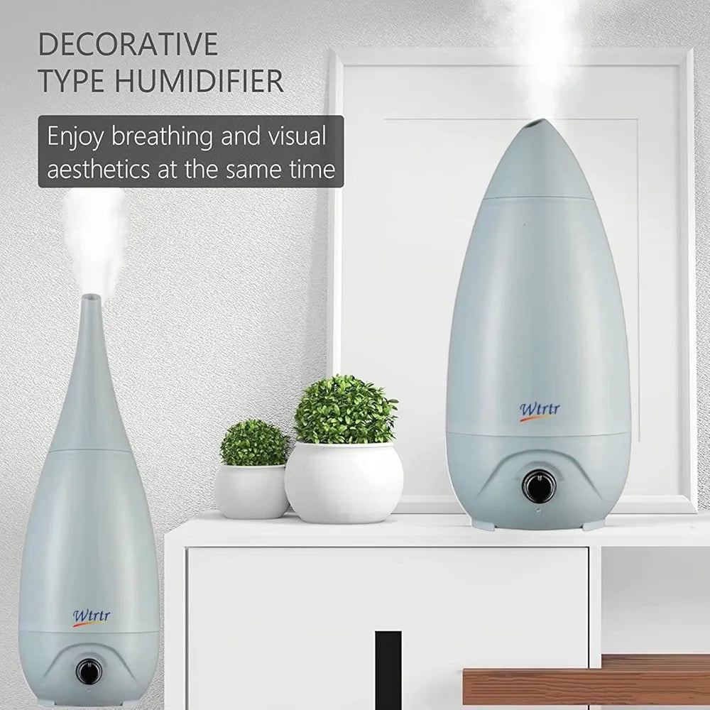 Cool Mist Humidifiers for Bedroom, Vase Design 2 Nozzle, Essential Oil Air Diffuser,Plant Humidifier Desktop Modern Room Decoration Man Woman Gift (Blue)