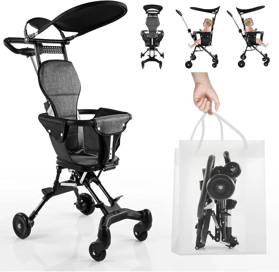 Baby Stroller,Portable Travel Stroller for Airplane with Mini Umbrella,Lightweight and Compact Stroller with 360° Two-Way Rotational Seat,Toddler Coast Rider Stroller with One Hand Easy Fold