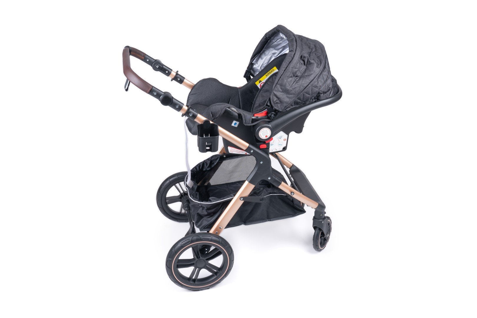 عربة أطفال فاخرة قابلة للطي من بيليكو 3 في 1 مع مقعد سيارة - أسود