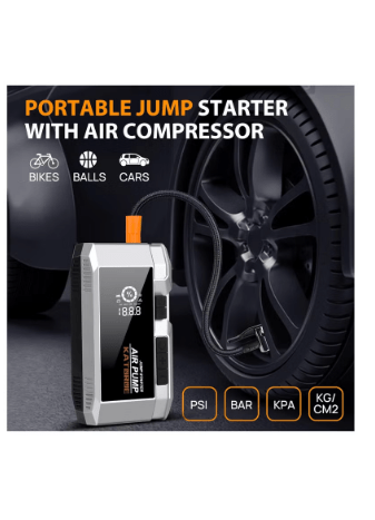 Ultimate Car Jump Starter with Air Compressor – 4000A Peak Power for Fast and Reliable Starts, 160 PSI Air Compressor, Quick Charge 3.0, Large Display, and Multi-Mode Flashlight for Enhanced Safety