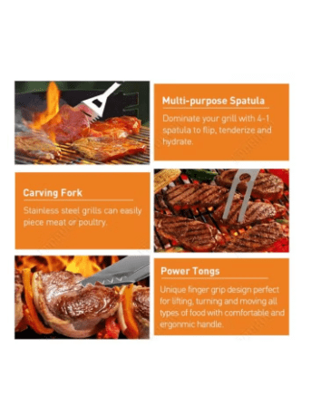 Heavy Duty Stainless Steel BBQ Tool Set with Aluminum Case Outdoor Camping Tailgating Barbecue Grill Accessories