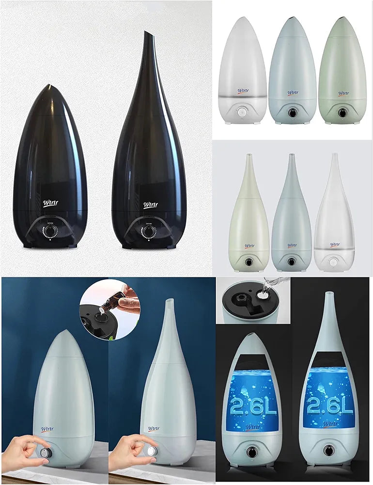 2.6L Cool Mist Humidifiers for Bedroom, Vase Design 2 Nozzle, Essential Oil Air Diffuser,Plant Humidifier Desktop Modern Room Decoration Man Woman Gift (White)