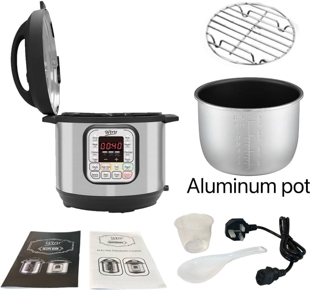 electric pressure cooker, Slow, Rice Cooker, Yogurt, Cake Maker,Steamer and Warmer, Silver.perfect for larger families (11L)