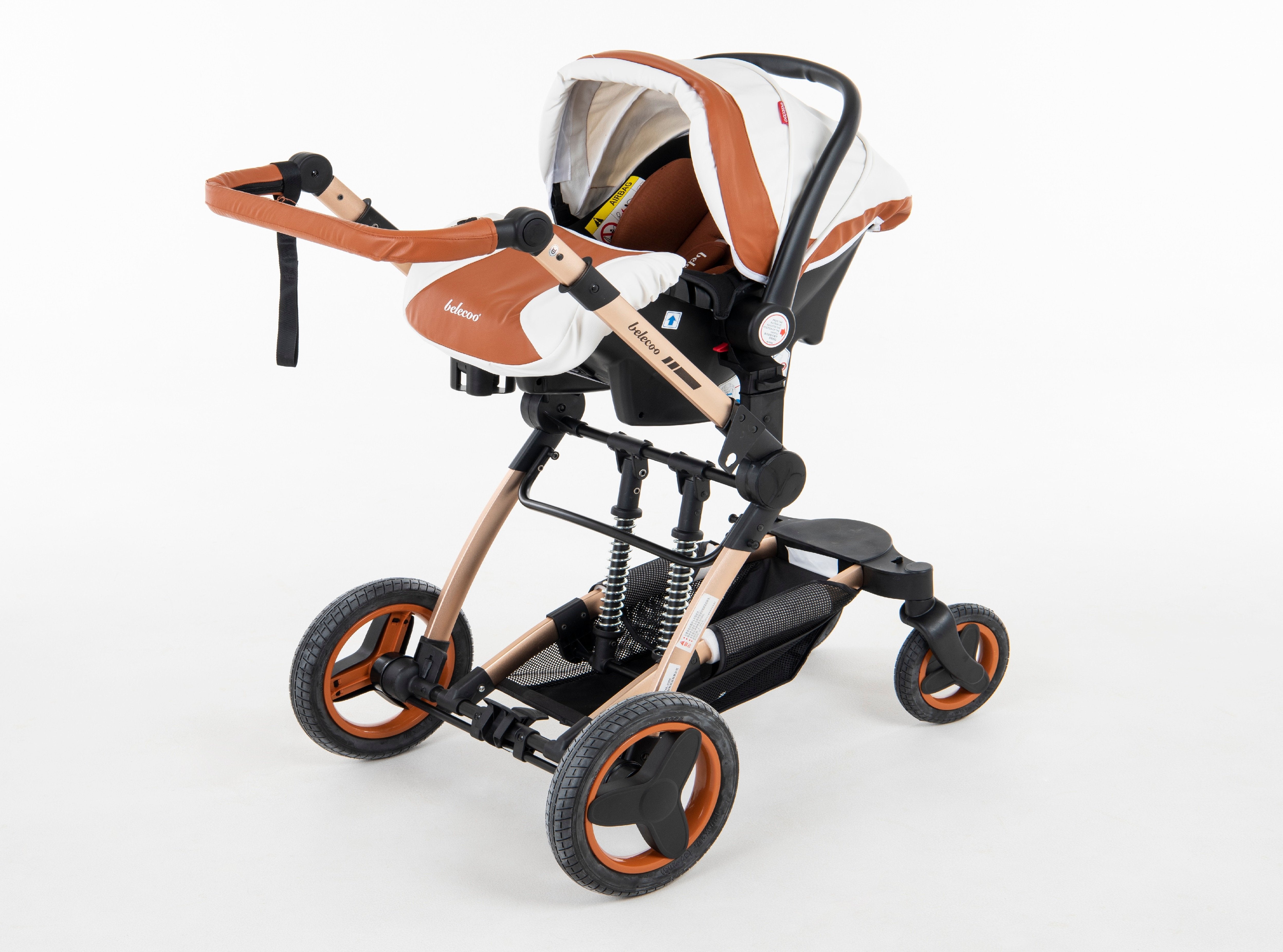 Belecoo 8 أبيض وبيج - نظام سفر فاخر 4 في 1