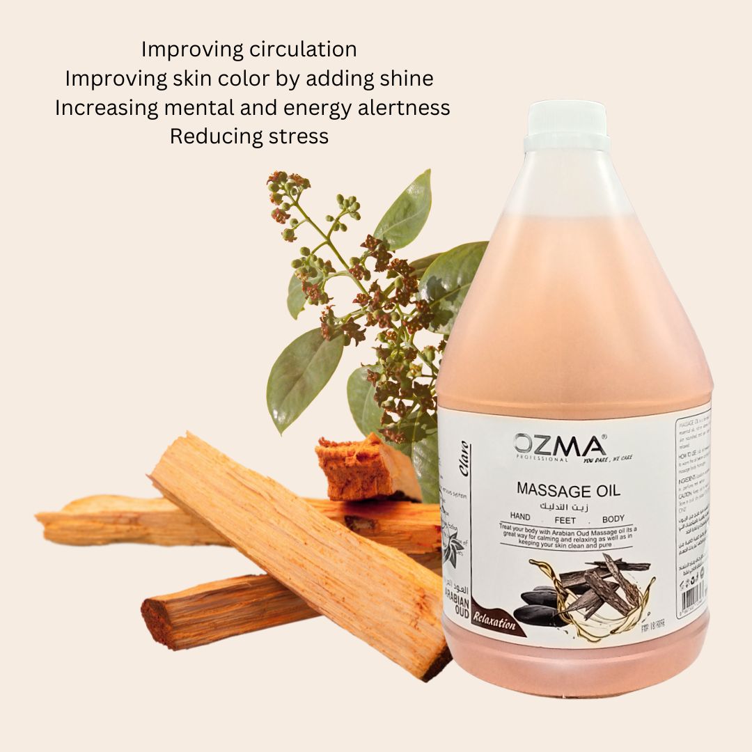 OZMA Clavo  Massage Oil  oud  for Dry Skin  Pure | Repair Dry Skin | Unbeatable Consistency and Quality. 3.78 L