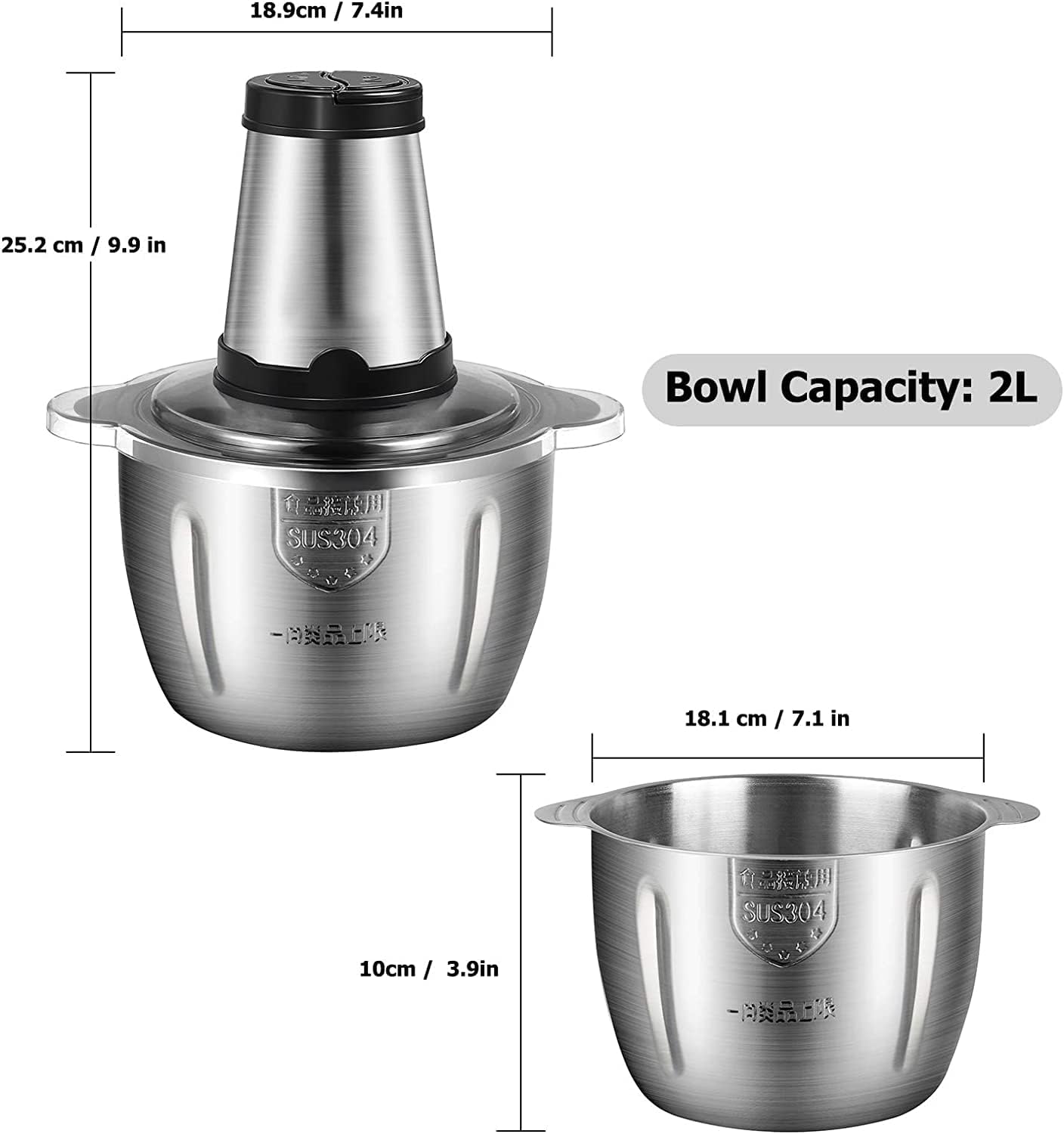 e WORLD Meat Grinder, Food Blender & Meat Mincer - 3L Stainless Food Processor Chopper For Vegetables, Fruits and Nuts Automatic Electric Mincing Machine Household Or Commercial