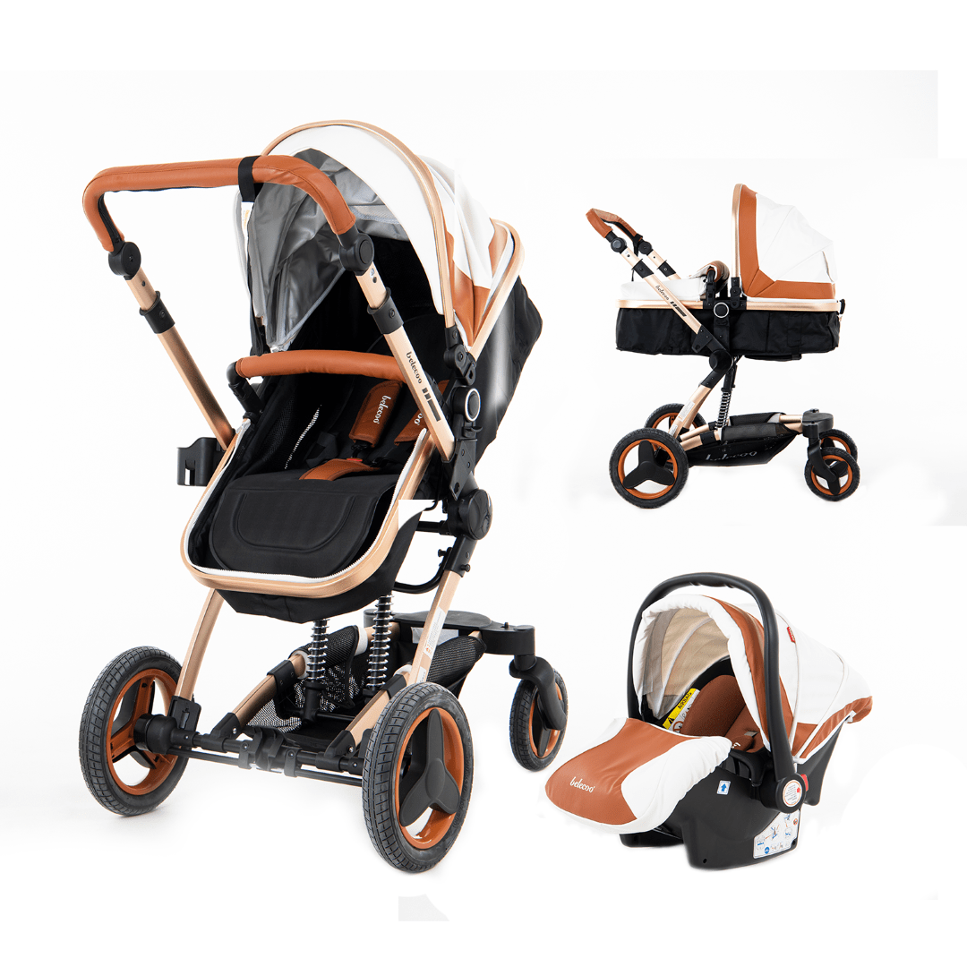 Belecoo 8 أبيض وبيج - نظام سفر فاخر 4 في 1