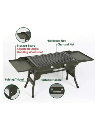 Foldable Camping Barbecue Grill for Family Home Outdoor Heavy Duty Folding Charcoal Barbecue Cooking Grill Picnic Accessories