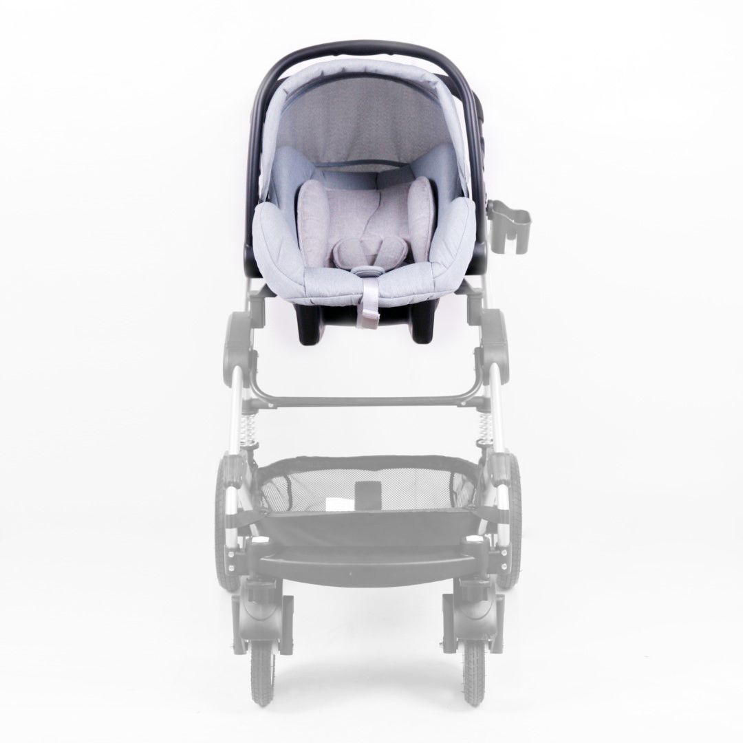 مقعد سيارة ساين بيبي الآمن مع محول لعربة الأطفال - رمادي