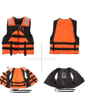 Adult Safety Life Jacket Survival Vest with Adjustable Straps and Whistle for Outdoor Water Sports Kayaking Boating Fishing Safety Jacket Vest