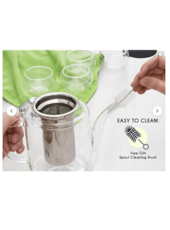 Glass Teapot  with Infuser for Loose Tea - 1800ml Stove Top Safe Borosilicate Clear Glass Tea Pot ZH-1800