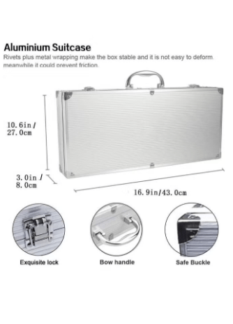 Heavy Duty Stainless Steel BBQ Tool Set with Aluminum Case Outdoor Camping Tailgating Barbecue Grill Accessories
