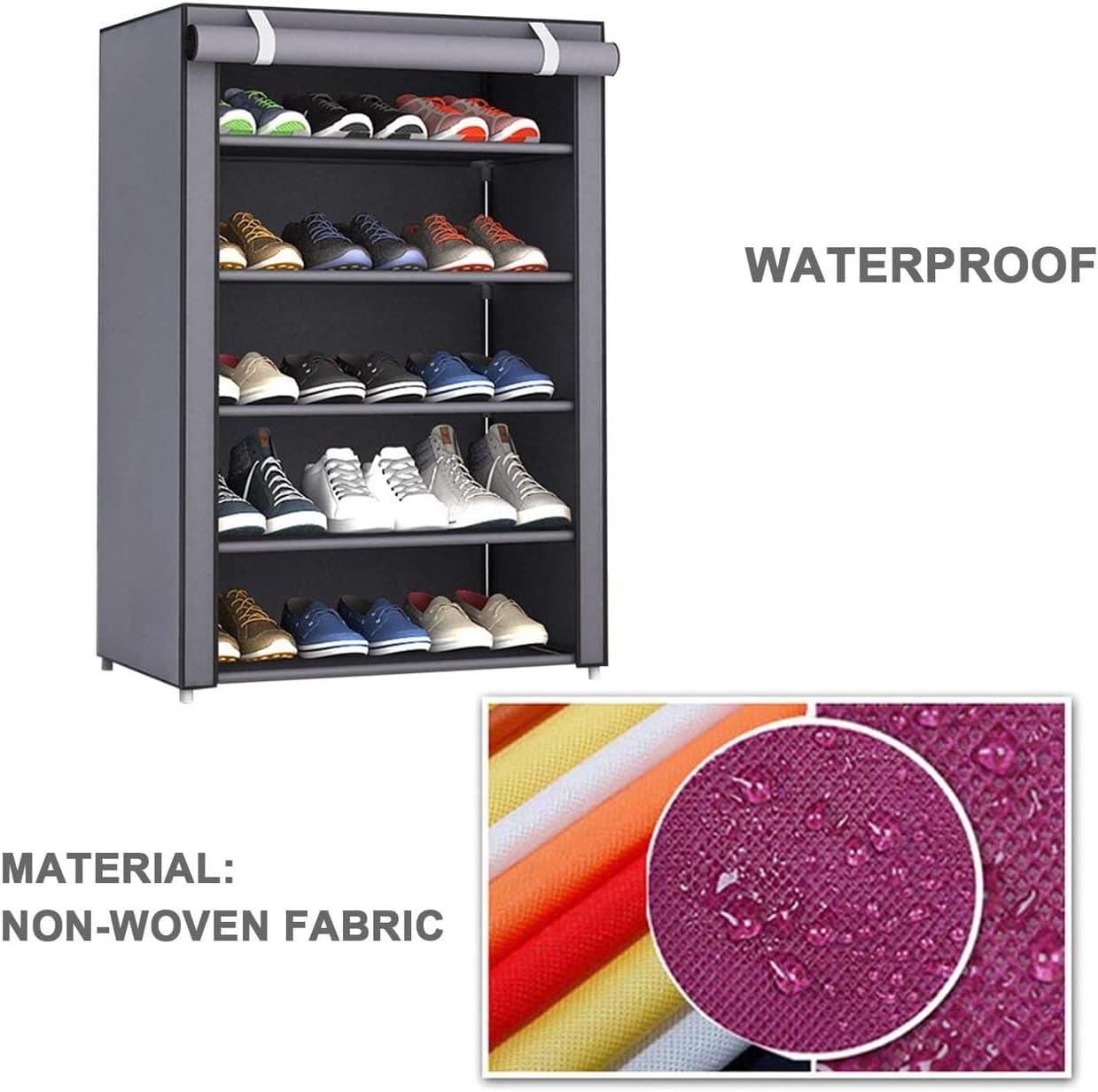 5-Layer Stylish Shoe Organizer, Shoe Rack for Entryway Hallway Storage Furniture with 5 Open Shelves Perfect for organizing shoes