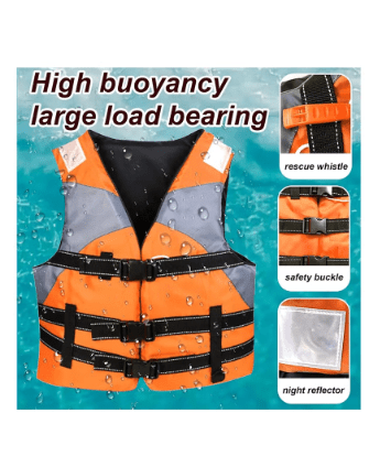 Adult Safety Life Jacket Survival Vest with Adjustable Straps and Whistle for Outdoor Water Sports Kayaking Boating Fishing Safety Jacket Vest