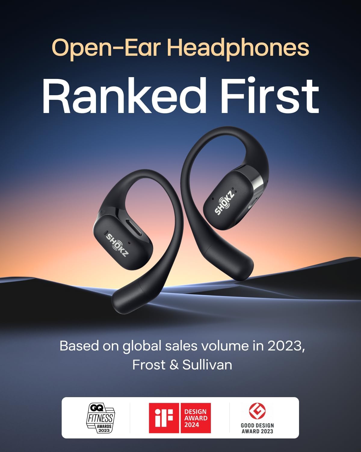 SHOKZ OpenFit Open-Ear True Wireless Bluetooth Headphones with Microphone, Earbuds with Earhooks, Sweat Resistant, Fast Charging, 28HRS Playtime (Black)