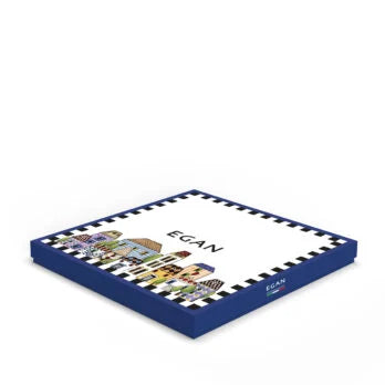Egan Paese Mio Rectangular Serving Tray 19x9cm – New Bone China Italian Village Design, Decorative Handwash Tray for Snacks, Appetizers, Desserts, Chocolates, and Nuts (Blue)