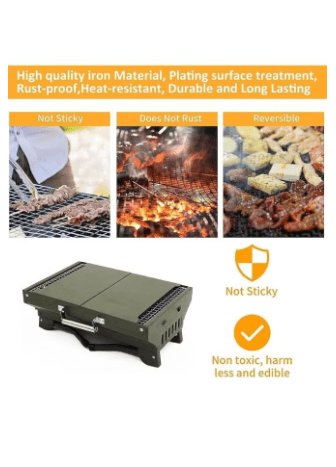 Foldable Camping Barbecue Grill for Family Home Outdoor Heavy Duty Folding Charcoal Barbecue Cooking Grill Picnic Accessories