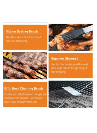 Heavy Duty Stainless Steel BBQ Tool Set with Aluminum Case Outdoor Camping Tailgating Barbecue Grill Accessories
