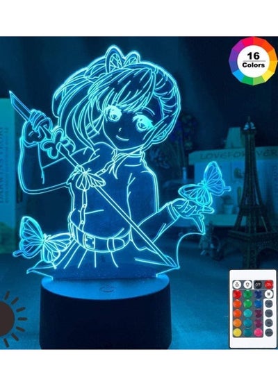 Multicolour Anime Demon Slayer Tsuyuri Kanao Figure LED Night Light Room Decoration Kimetsu No Yaiba 3D Illusion Light Kids Gift 16 Colors with Remote