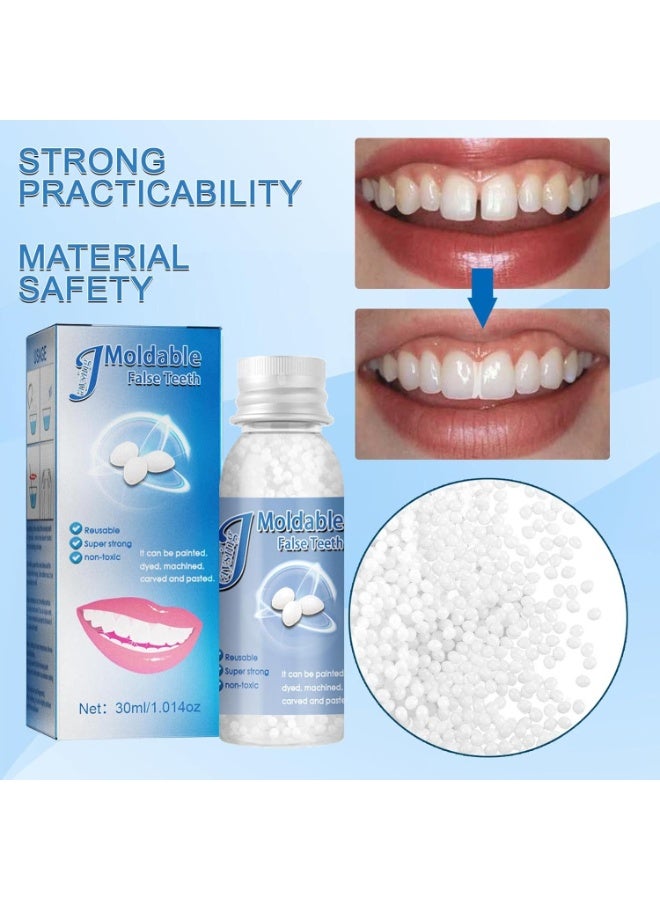 Jaysuing Moldable False Teeth White Particles Reusable Non-toxic Temporarily Fill Regain Smile Cosplay 30ml