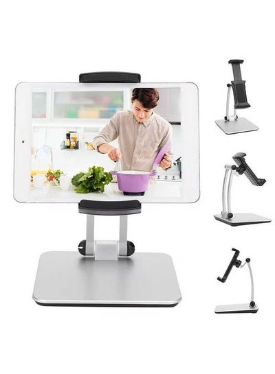 Adjustable Portable Universal Rotatable Metal Mobile Tablet Desktop Stand Silver/Black