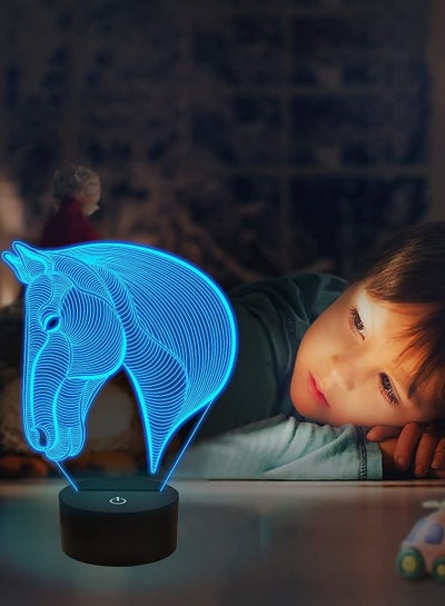 3D Night Lights for Kids Horse Head Illusion Lamp Bedside Lamp 16 Colors Changing with Remote Control Best Birthday Gifts for Child Baby