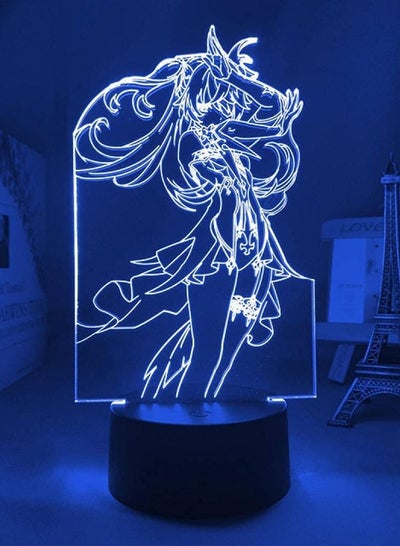 متعدد الألوان 3D الوهم ضوء Fischl Led ليلة الإضاءة مصباح ضوء الليل لعبة الشكل مصباح Genshin تأثير غرفة نوم الديكور غرفة اللمس الاستشعار صبي فتاة الاطفال هدية عيد ميلاد الإضاءة