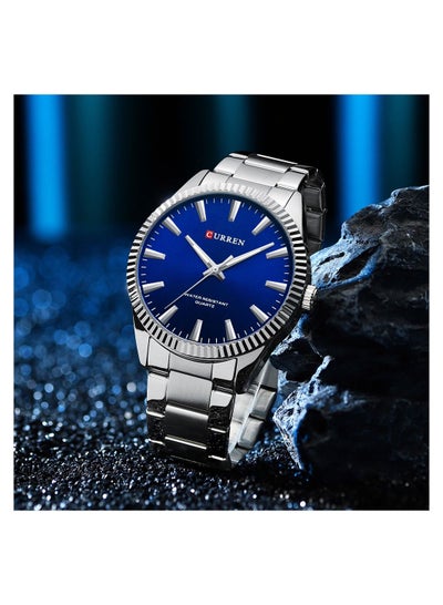 Men's Wrist Watch 8425 Stainless Steel Quartz Water Resistant - 44mm - Silver