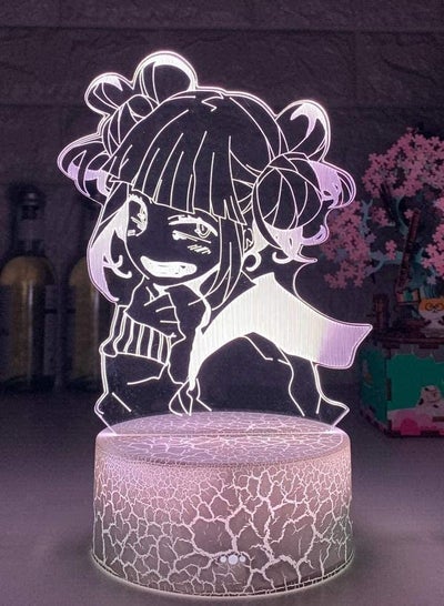 متعدد الألوان 3D ضوء الليل الوهم LED مصابيح ديكور مصباح للأطفال بطلي الأكاديمية Himiko Toga 3D مصباح أنيمي Boku No Hero Academia Cross My Body أضواء ليلية لتزيين غرفة النوم