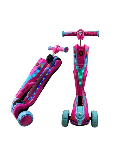 سكوتر ركلة قابل للتعديل والطي للأطفال مع ضوء LED