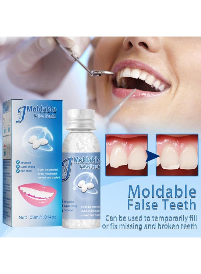 Jaysuing Moldable False Teeth White Particles Reusable Non-toxic Temporarily Fill Regain Smile Cosplay 30ml