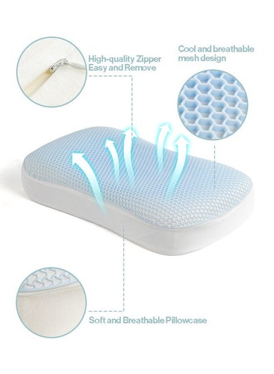 وسادة نوم مريحة وسادة بكتين عنق الرحم على شكل موجة مع جل تبريد عالي المرونة