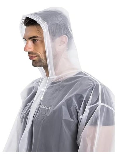 معطف واق من المطر قابل لإعادة الاستخدام مع غطاء رأس وأكمام مرنة للبالغين