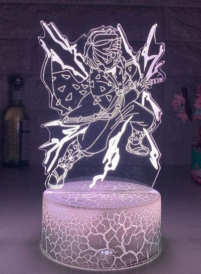 Multicolour 3D Night Light Illusion LED Lamps Decor lamp for Kids Kimetsu No Yaiba Led Night Light Anime Demon Slayer Lamp for Bedroom Decor Light Kids Child Birthday Gift Agatsuma Zenitsu Light