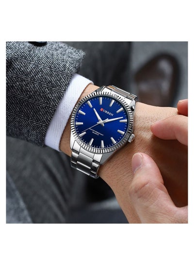Men's Wrist Watch 8425 Stainless Steel Quartz Water Resistant - 44mm - Silver