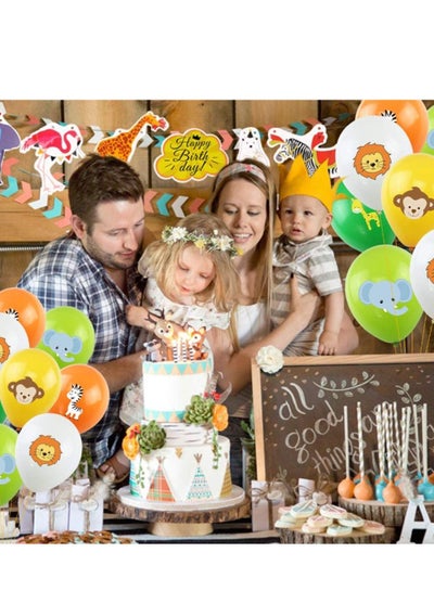 بالونات حيوانات الغابة متعددة الألوان من بارتي بروبز، 10 قطع مع شريط بالونات