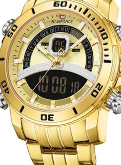 ساعة يد ستانلس ستيل أنالوج ورقمية للرجال NF9181S G/G - ذهبي