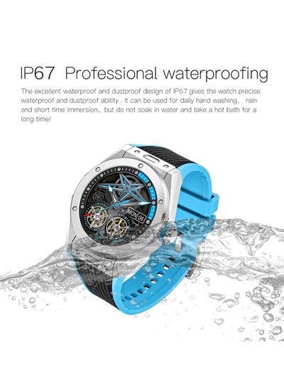 Smart watch Silicone Band Bluetooth 5.0 Android IOS Support Smart Wristwatch Blue White