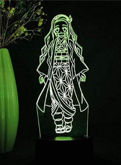 Multicolour 3D Night Light Illusion LED Lamps Decor lamp for Kids Acrylic LED Anime Demon Slayer Figure Kamado Nezuko Figurine Manga Lamp Kids Child Bedroom Decor Table Lamp Gift