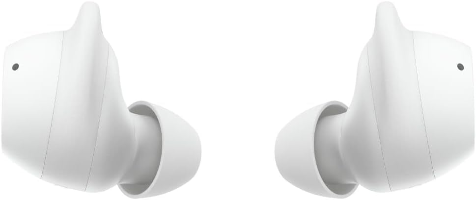 سماعات أذن لاسلكية Samsung Galaxy Buds FE، إلغاء الضوضاء النشطة، ملاءمة مريحة، 3 ميكروفونات، تحكم باللمس، صوت جهير عميق، أبيض