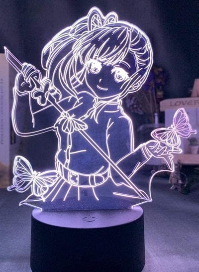 Multicolour Anime Demon Slayer Tsuyuri Kanao Figure LED Night Light Room Decoration Kimetsu No Yaiba 3D Illusion Light Kids Gift 16 Colors with Remote
