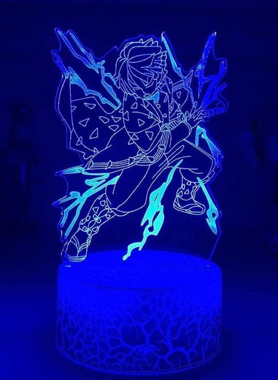 Multicolour 3D Night Light Illusion LED Lamps Decor lamp for Kids Kimetsu No Yaiba Led Night Light Anime Demon Slayer Lamp for Bedroom Decor Light Kids Child Birthday Gift Agatsuma Zenitsu Light