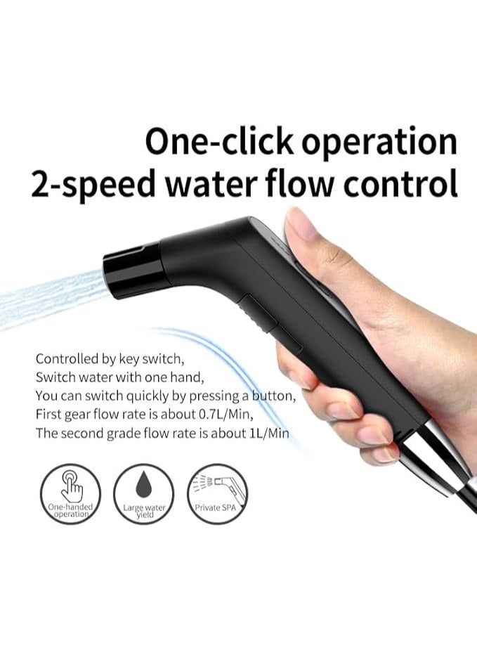 Portable Bidet – Rechargeable Travel Shattaf with 2.3L Water Tank, 2-Speed Flow Control, 1.2M Hose & Carrying Bag – Ideal for Camping, Travel, and Personal Hygiene (Black)